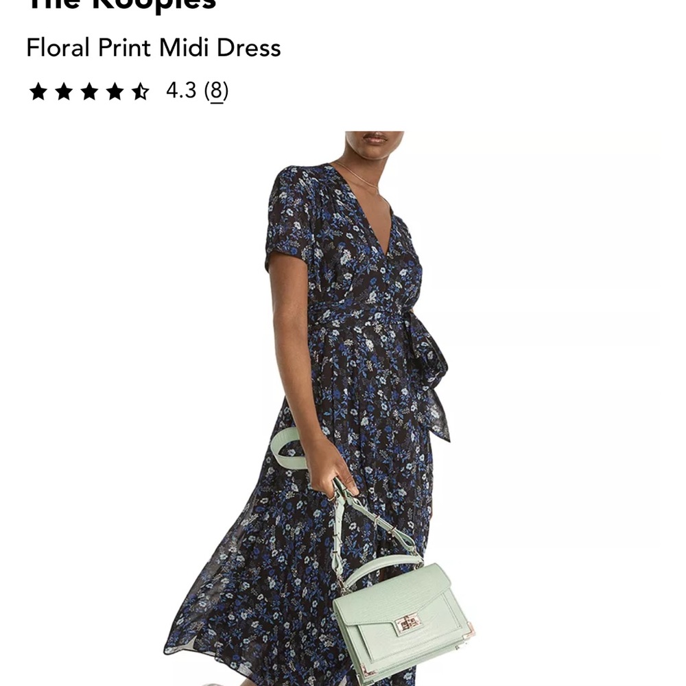 The Kooples Navy Floral Midi Dress